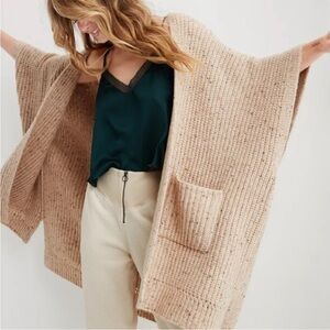 Aerie Oatmeal Oversized Cardigan Sweater - One Size
